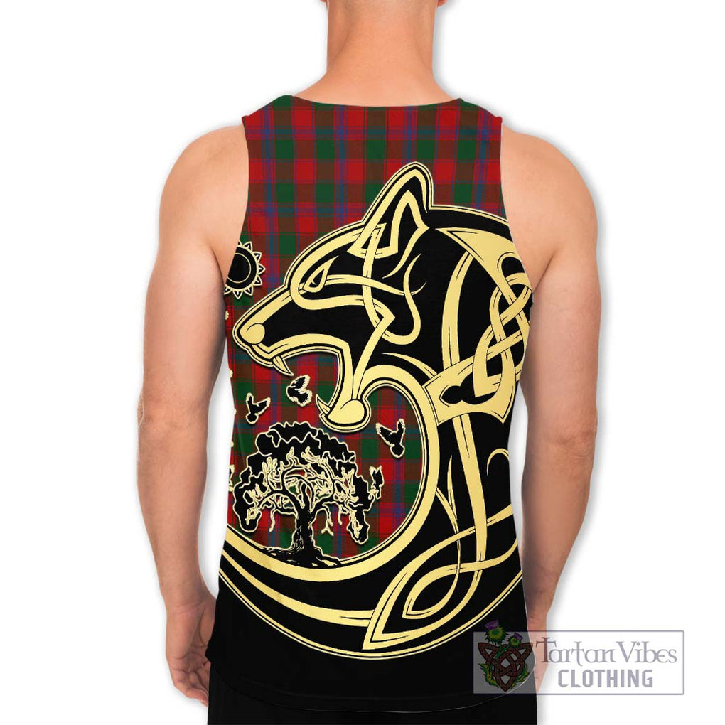 Bruce Old Tartan Men's Tank Top with Family Crest Celtic Wolf Style - Tartan Vibes Clothing