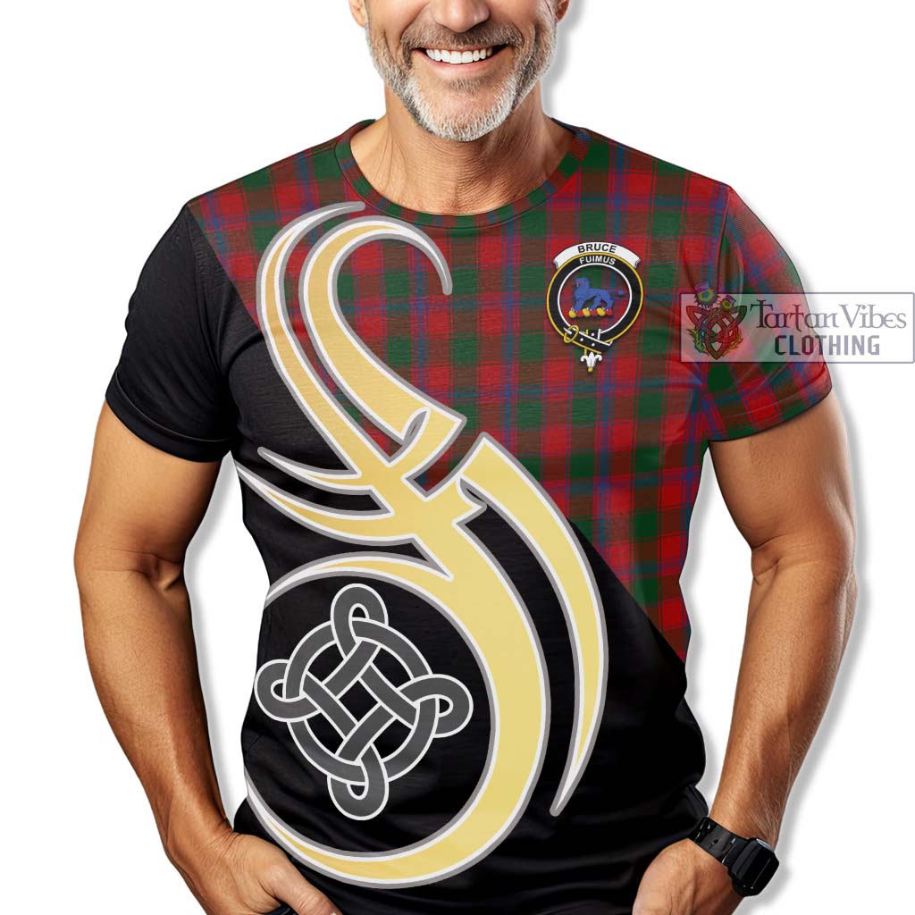 Tartan Vibes Clothing Bruce Old Tartan T-Shirt with Family Crest and Celtic Symbol Style