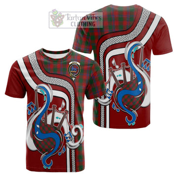 Bruce Old Tartan Cotton T-shirt with Epic Bagpipe Style