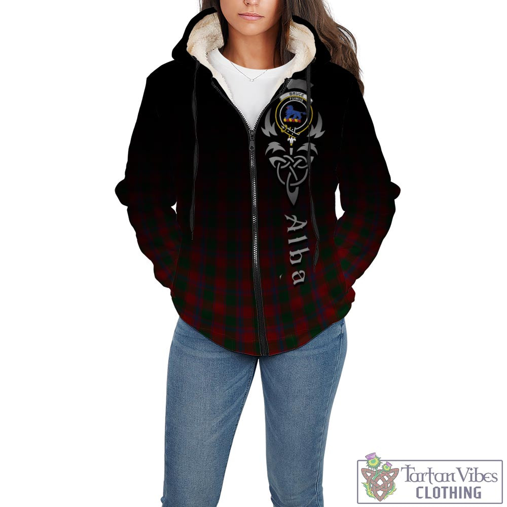 Tartan Vibes Clothing Bruce Old Tartan Sherpa Hoodie Featuring Alba Gu Brath Family Crest Celtic Inspired