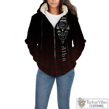 Bruce Old Tartan Sherpa Hoodie Featuring Alba Gu Brath Family Crest Celtic Inspired