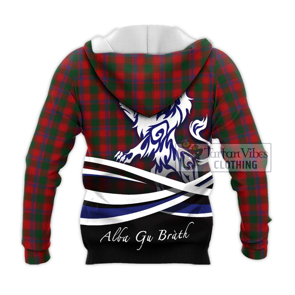 Bruce Old Tartan Knitted Hoodie with Alba Gu Brath Regal Lion Emblem - Tartanvibesclothing Shop