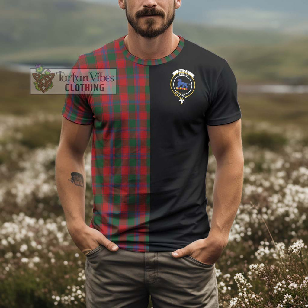 Bruce Old Tartan T-Shirt with Family Crest and Half Of Me Style - Tartanvibesclothing Shop