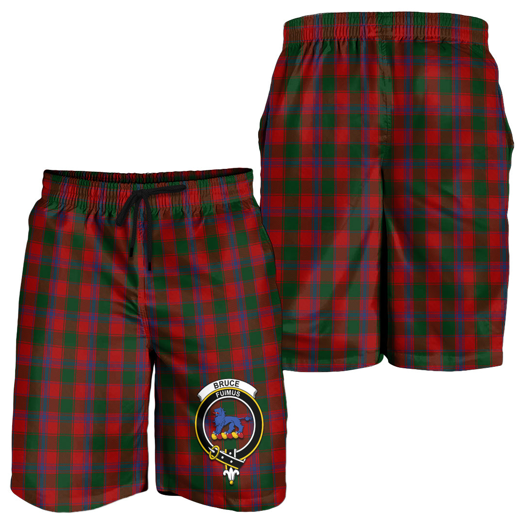 Bruce Old Tartan Mens Shorts with Family Crest - Tartanvibesclothing