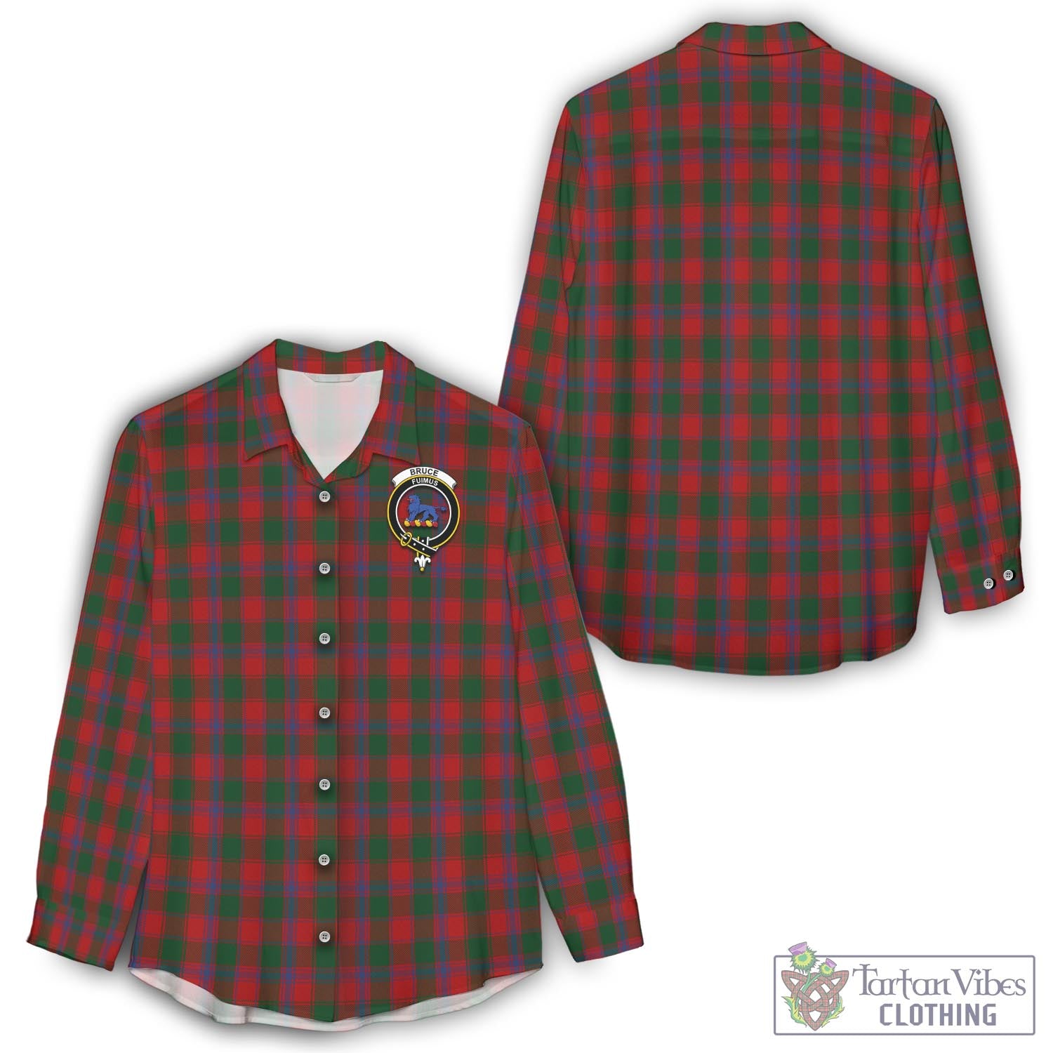 Tartan Vibes Clothing Bruce Old Tartan Womens Casual Shirt with Family Crest