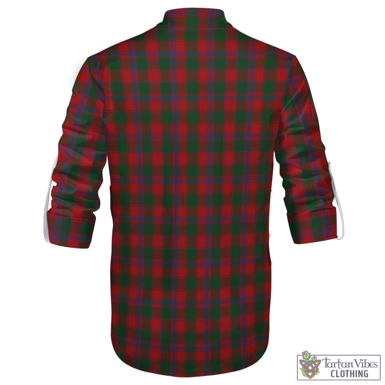 Tartan Vibes Clothing Bruce Old Tartan Men's Scottish Traditional Jacobite Ghillie Kilt Shirt with Family Crest