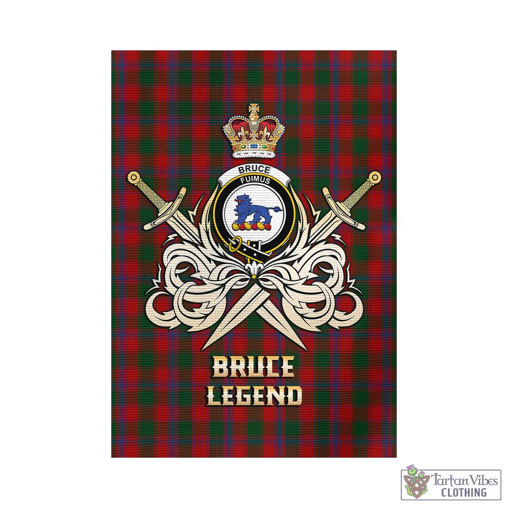 Tartan Vibes Clothing Bruce Old Tartan Flag with Clan Crest and the Golden Sword of Courageous Legacy