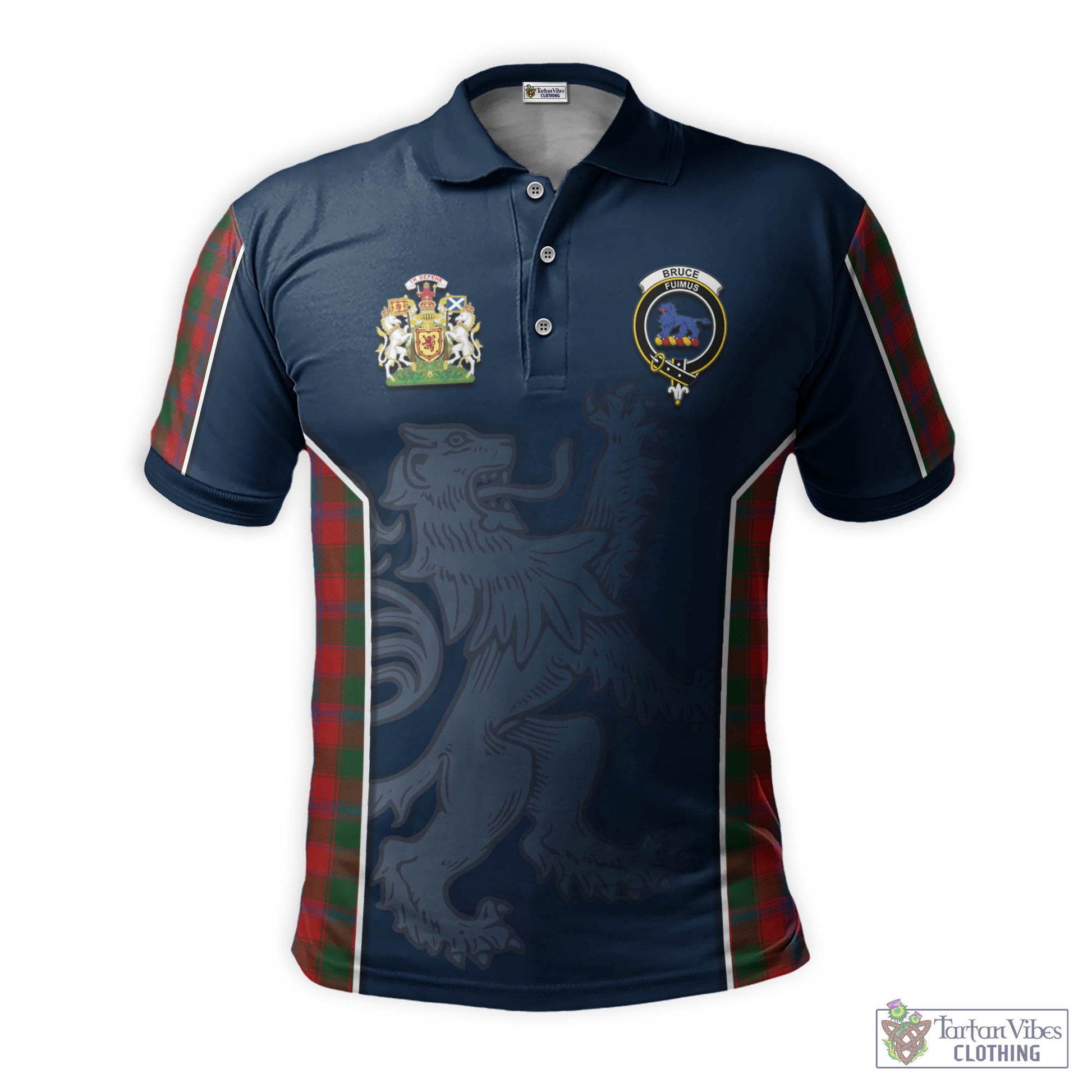 Tartan Vibes Clothing Bruce Old Tartan Men's Polo Shirt with Family Crest and Lion Rampant Vibes Sport Style