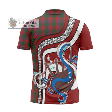 Bruce Old Tartan Zipper Polo Shirt with Epic Bagpipe Style