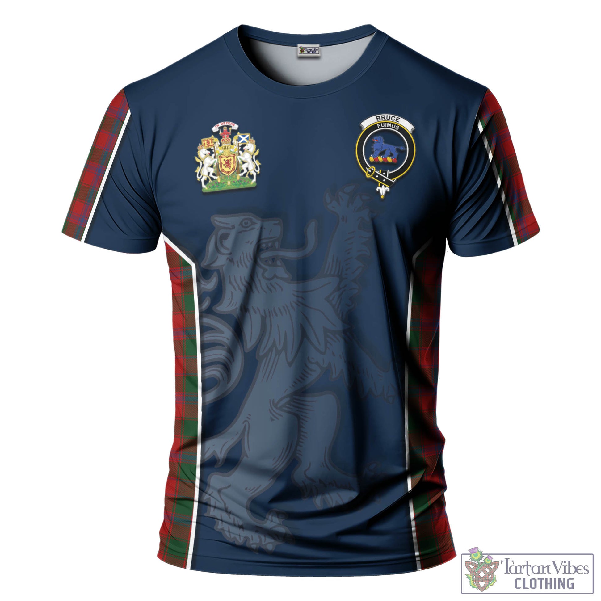 Tartan Vibes Clothing Bruce Old Tartan T-Shirt with Family Crest and Lion Rampant Vibes Sport Style