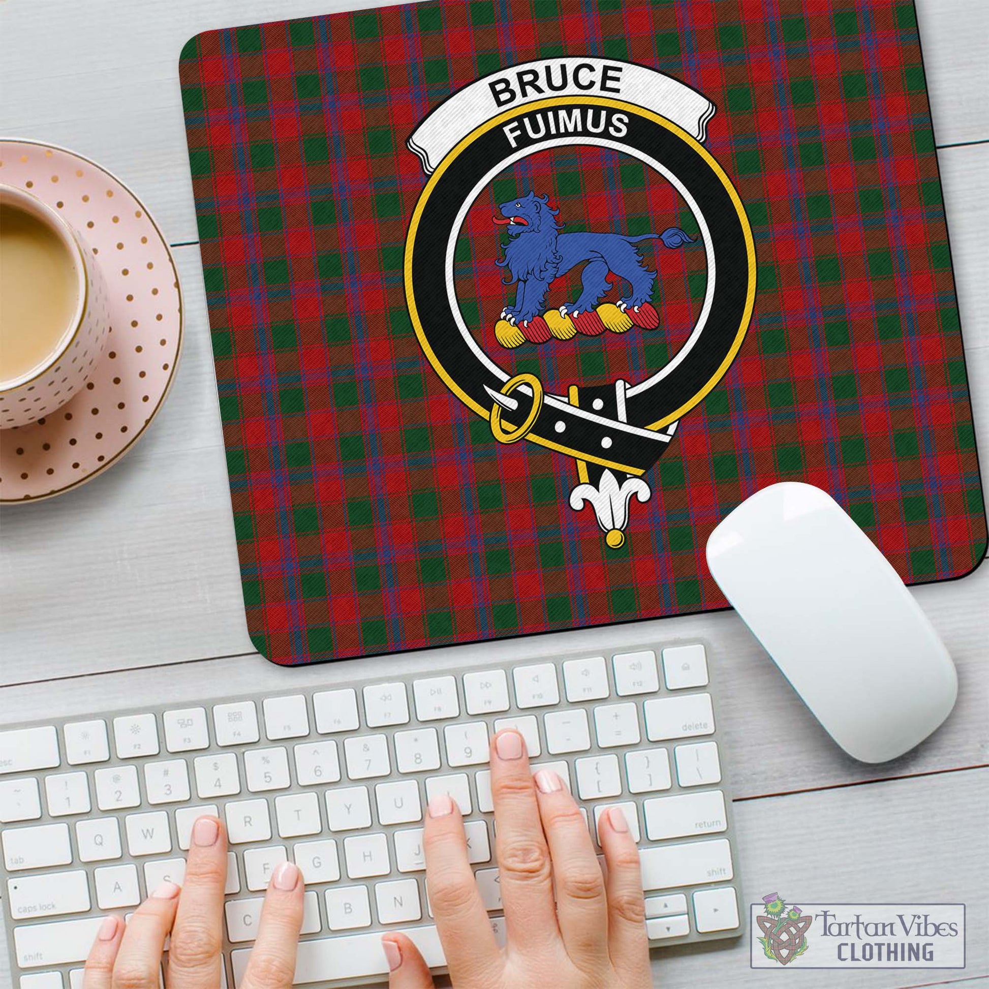 Tartan Vibes Clothing Bruce Old Tartan Mouse Pad with Family Crest