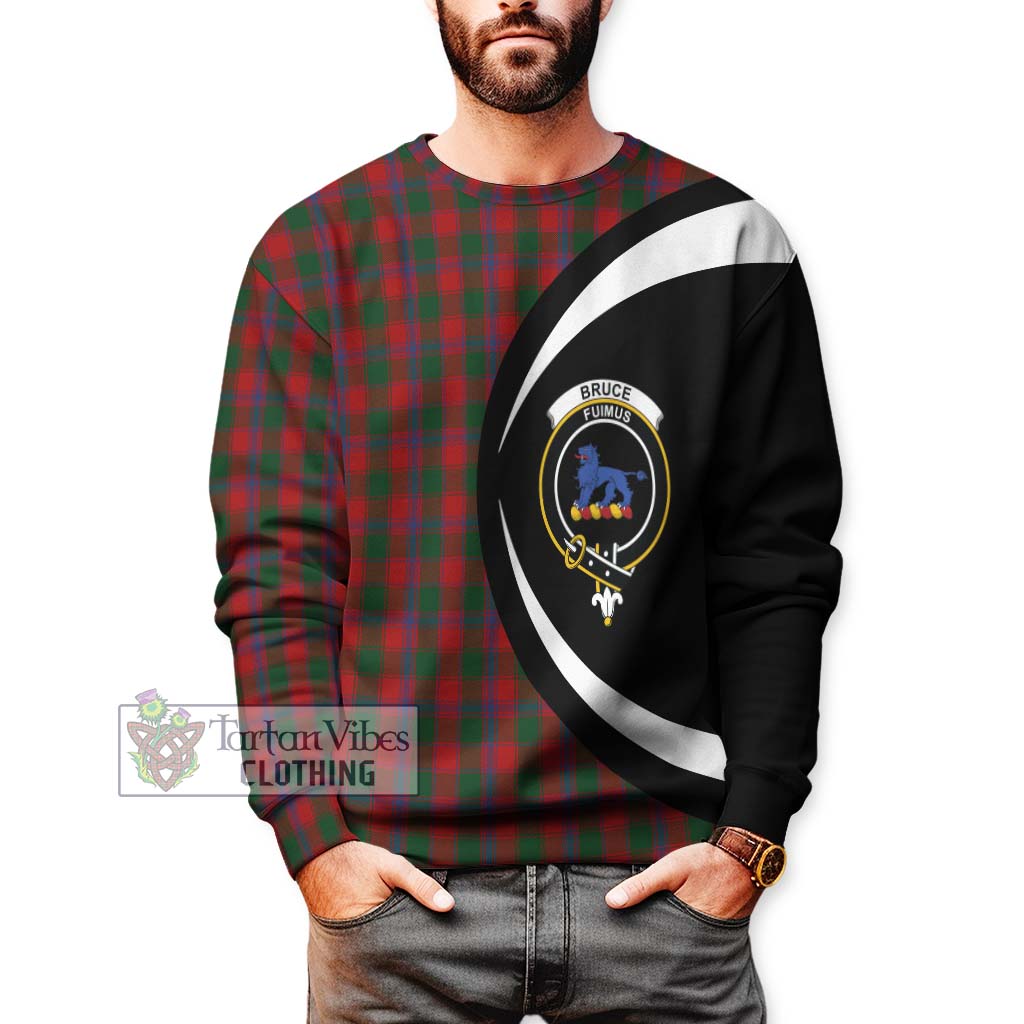 Bruce Old Tartan Sweatshirt with Family Crest Circle Style - Tartan Vibes Clothing