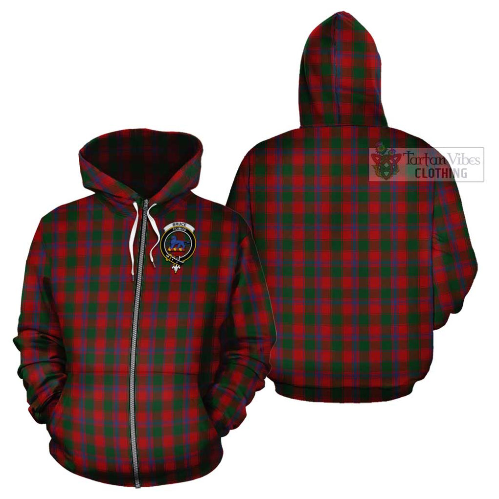 Bruce Old Tartan Cotton Hoodie with Family Crest Zip Hoodie - Tartan Vibes Clothing