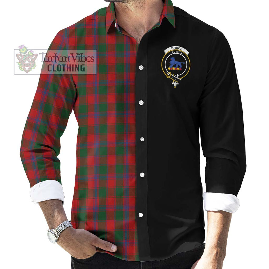 Bruce Old Tartan Long Sleeve Button Shirt with Family Crest and Half Of Me Style - Tartanvibesclothing Shop