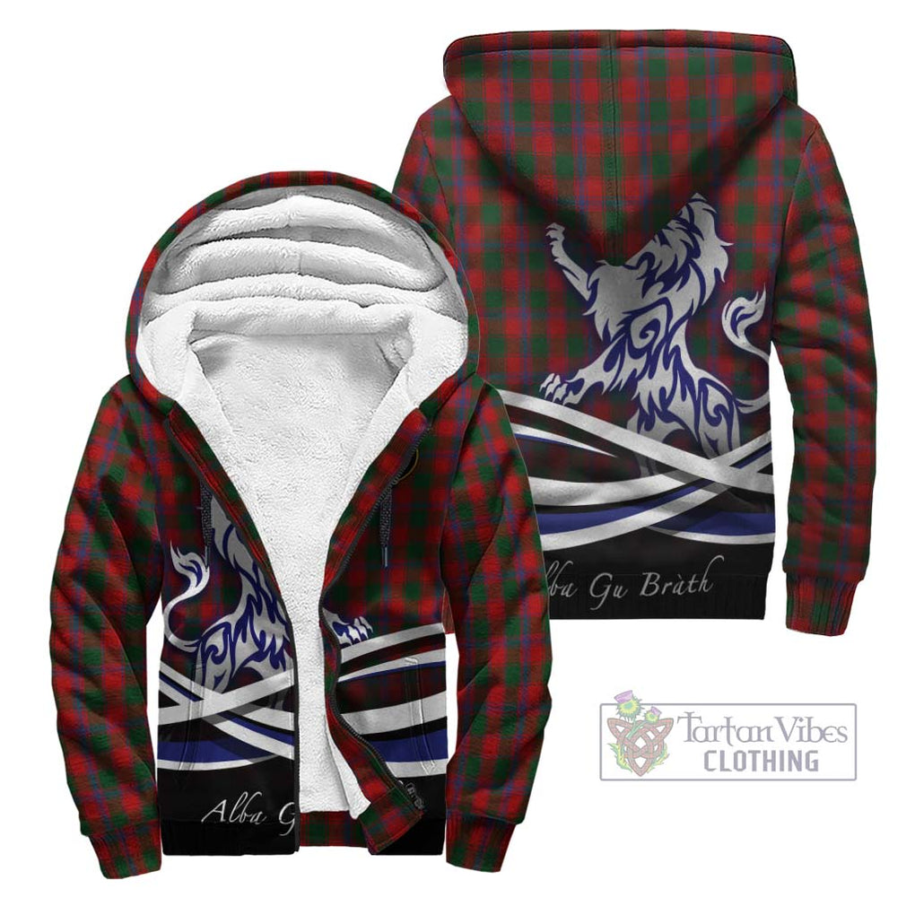 Bruce Old Tartan Sherpa Hoodie with Alba Gu Brath Regal Lion Emblem Unisex - Tartanvibesclothing Shop