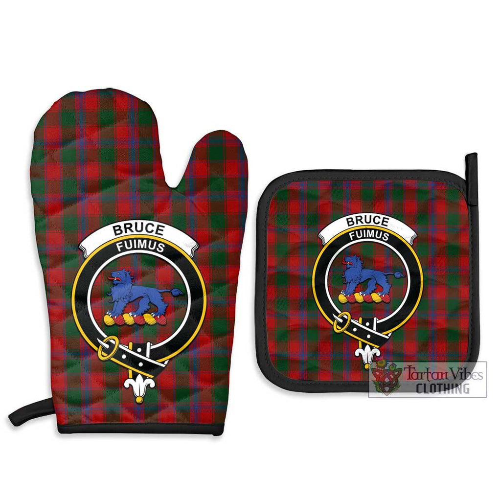 Bruce Old Tartan Combo Oven Mitt & Pot-Holder with Family Crest Combo 1 Oven Mitt & 2 Pot-Holder Black - Tartan Vibes Clothing