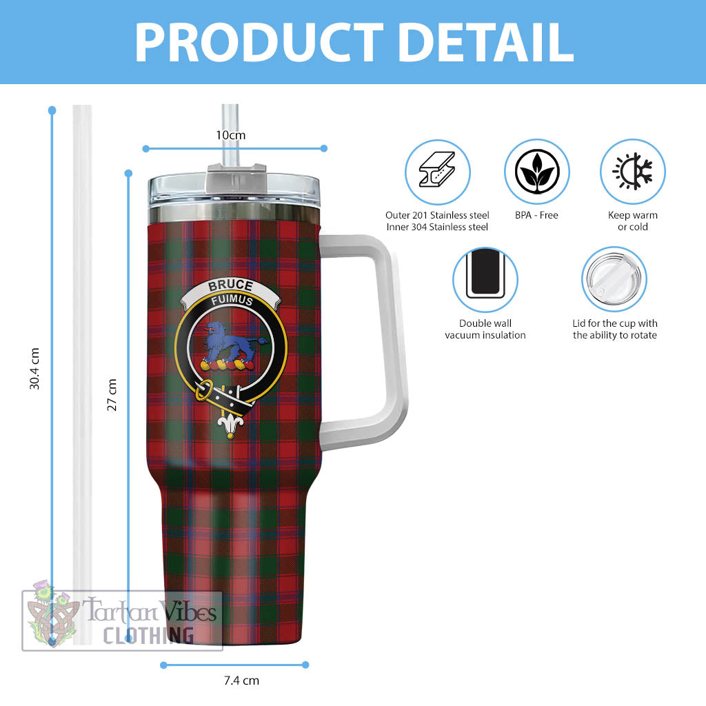 Tartan Vibes Clothing Bruce Old Tartan and Family Crest Tumbler with Handle