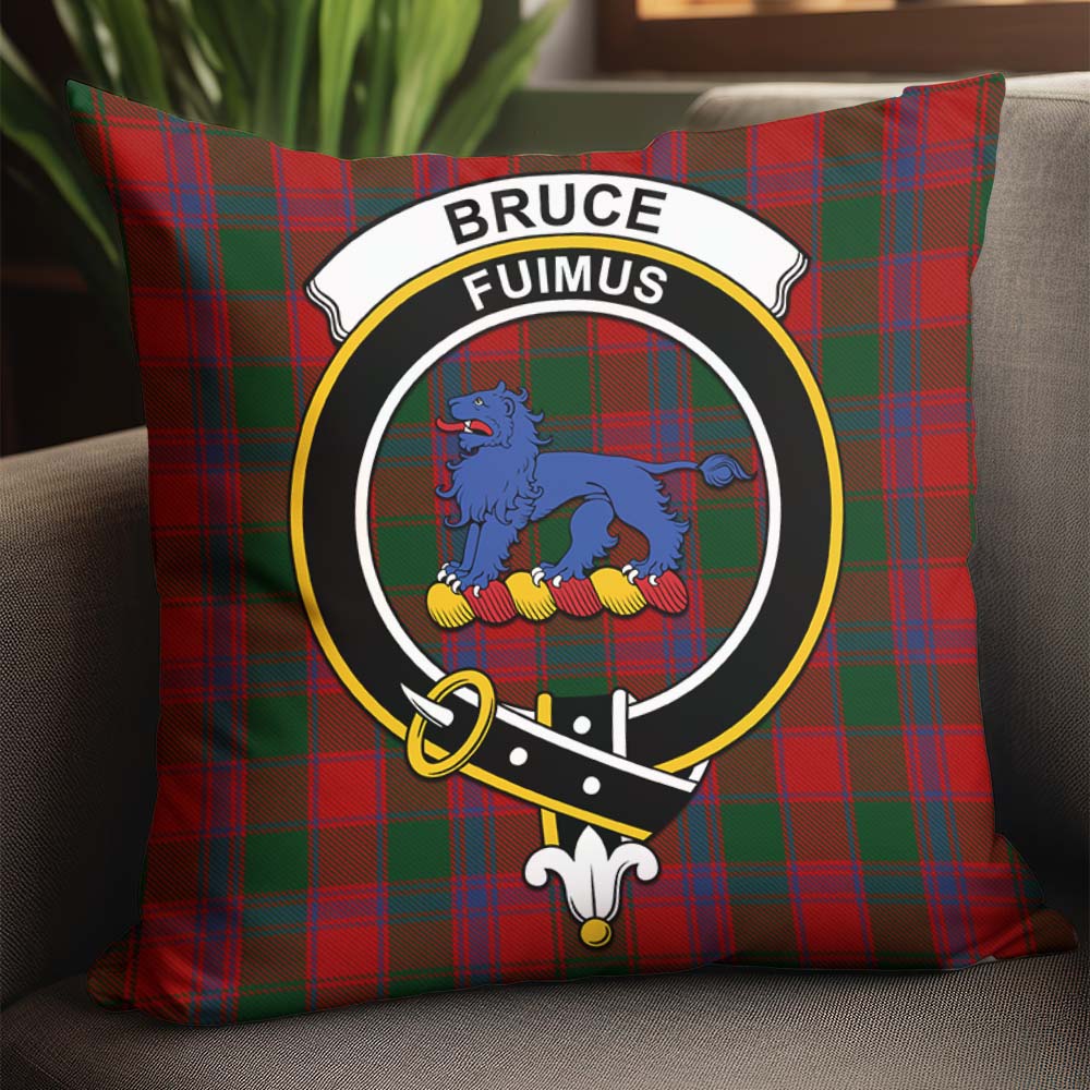 Bruce Old Tartan Pillow Cover with Family Crest - Tartanvibesclothing