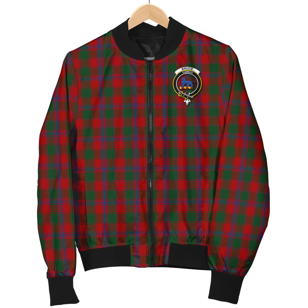 Bruce Old Tartan Bomber Jacket with Family Crest - Tartanvibesclothing