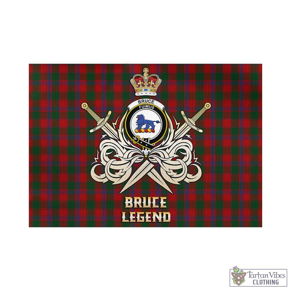 Tartan Vibes Clothing Bruce Old Tartan Flag with Clan Crest and the Golden Sword of Courageous Legacy