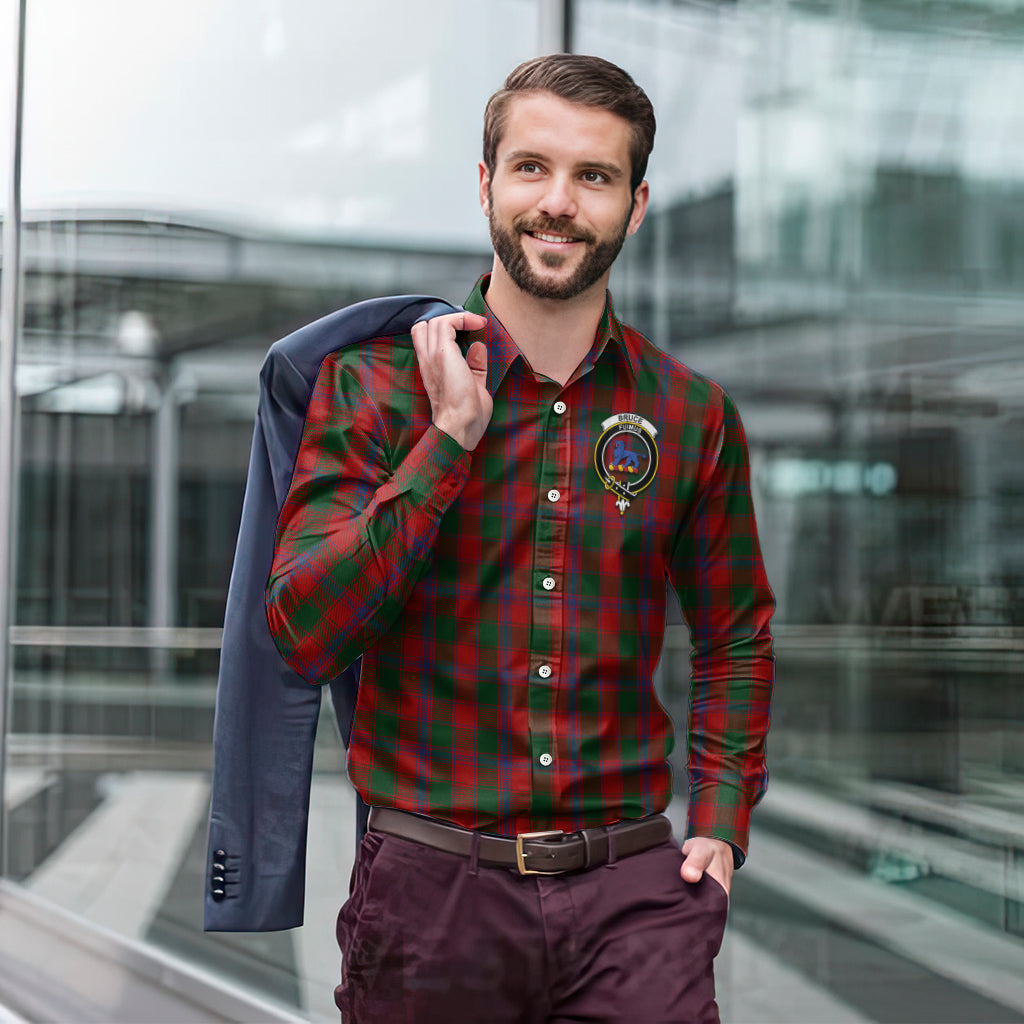 Bruce Old Tartan Long Sleeve Button Up Shirt with Family Crest - Tartanvibesclothing