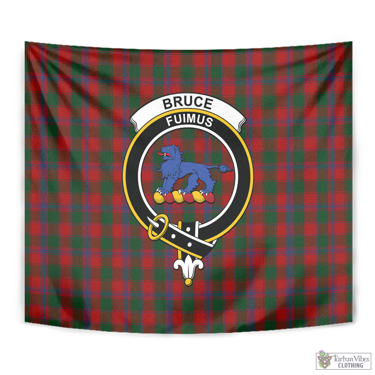 Tartan Vibes Clothing Bruce Old Tartan Tapestry Wall Hanging and Home Decor for Room with Family Crest