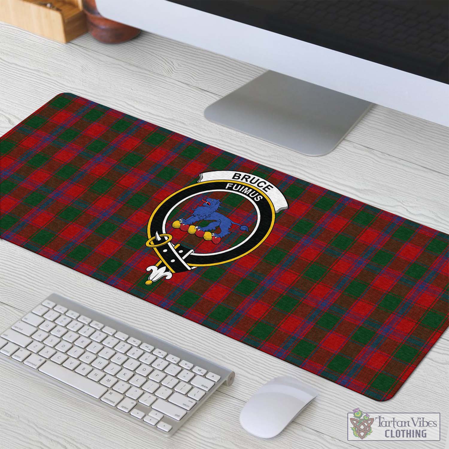 Tartan Vibes Clothing Bruce Old Tartan Mouse Pad with Family Crest