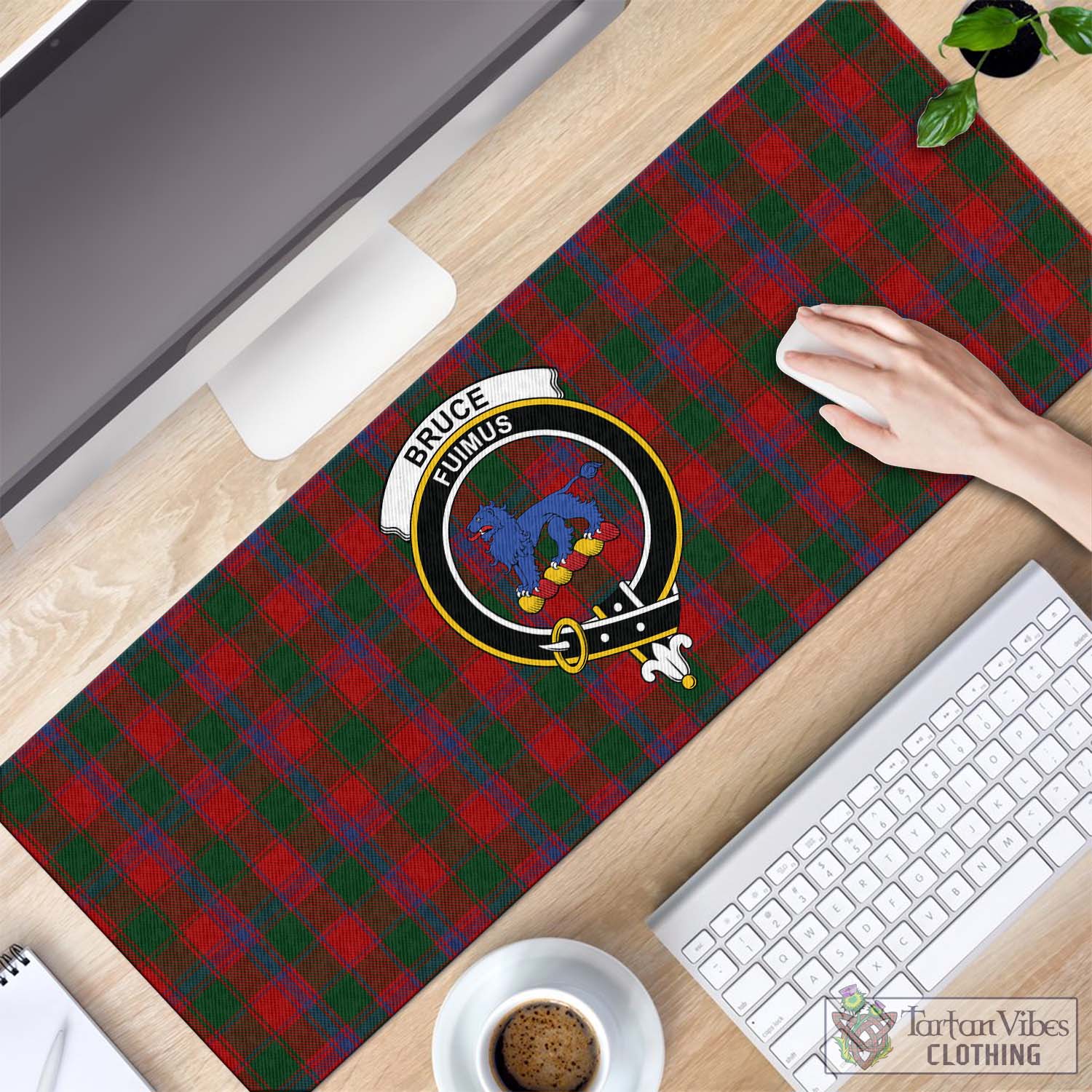 Tartan Vibes Clothing Bruce Old Tartan Mouse Pad with Family Crest