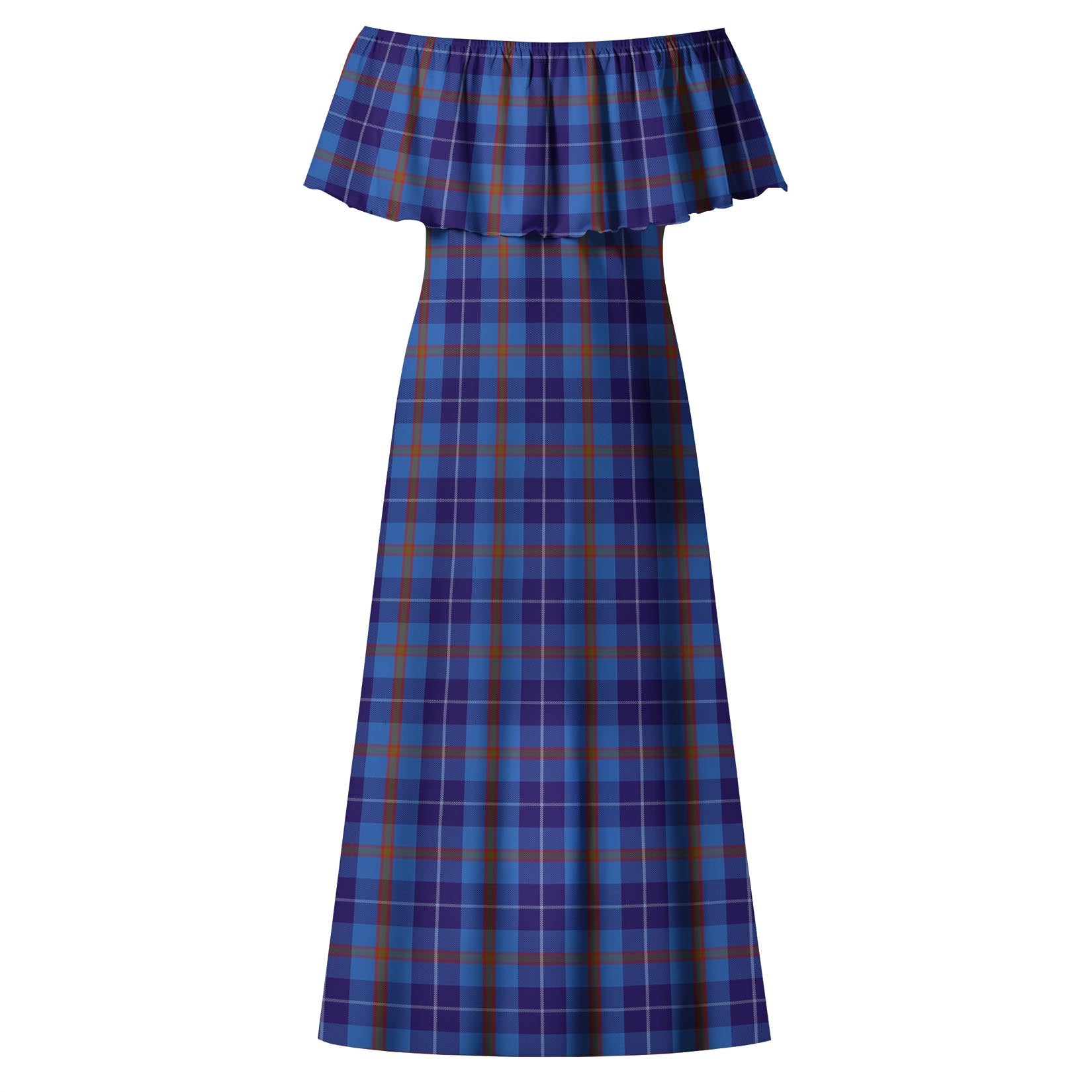 Bryson Tartan Off Shoulder Long Dress - Tartanvibesclothing