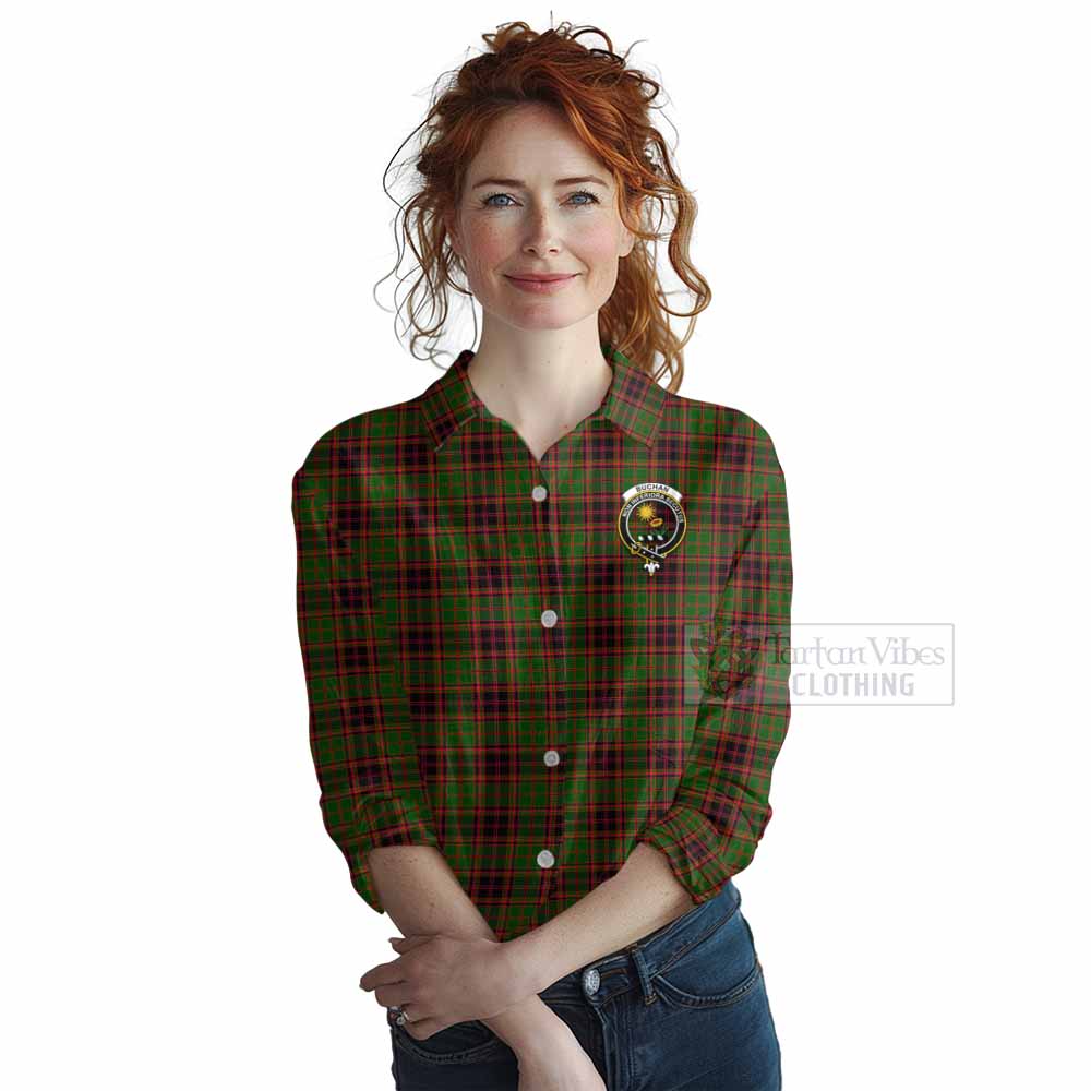 Tartan Vibes Clothing Buchan Tartan Women's Casual Shirt with Family Crest DNA In Me Style