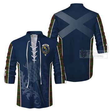 Buchan Tartan Ghillie Kilt Shirt with Family Crest and Scottish Thistle Vibes Sport Style