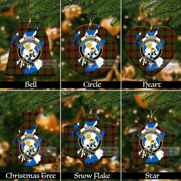 Buchan Tartan Christmas Ornament with Family Crest and Scotland Map