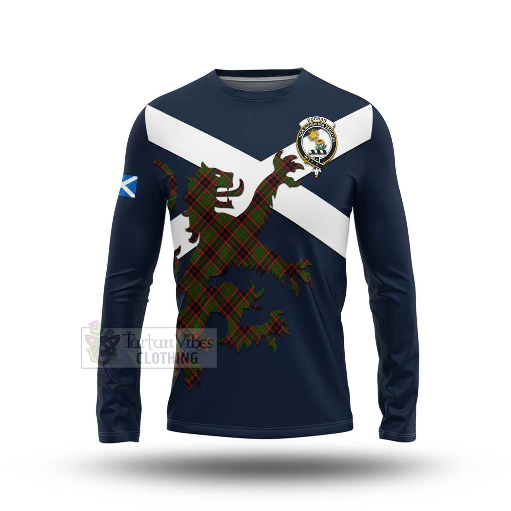 Tartan Vibes Clothing Buchan Tartan Lion Rampant Long Sleeve T-Shirt – Proudly Display Your Heritage with Alba Gu Brath and Clan Name