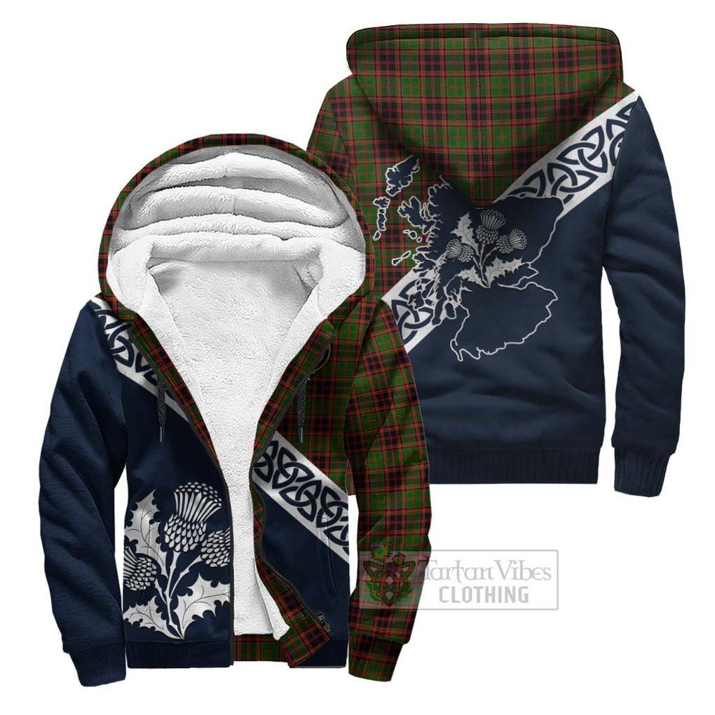 Tartan Vibes Clothing Buchan Tartan Sherpa Hoodie Featuring Thistle and Scotland Map