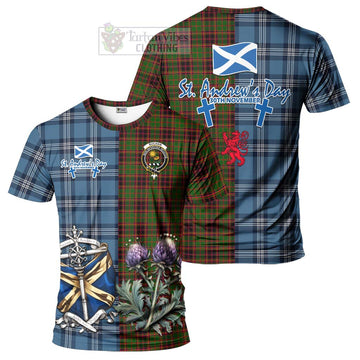 Buchan Tartan T-Shirt Happy St. Andrew's Day Half Tartan Style