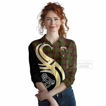 Buchan Tartan Women's Casual Shirt with Family Crest and Celtic Symbol Style