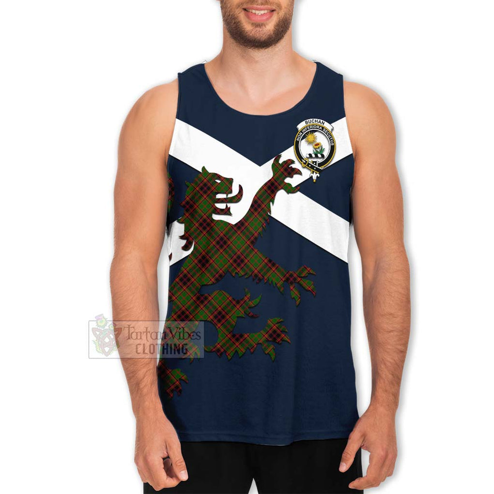 Tartan Vibes Clothing Buchan Tartan Lion Rampant Men's Tank Top – Proudly Display Your Heritage with Alba Gu Brath and Clan Name