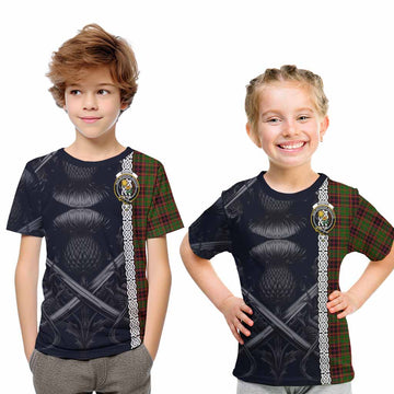 Buchan Tartan Kid T-Shirt with Family Crest Cross Sword Thistle Celtic Vibes