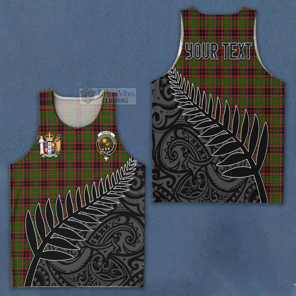 Tartan Vibes Clothing Buchan Crest Tartan Men's Tank Top with New Zealand Silver Fern Half Style