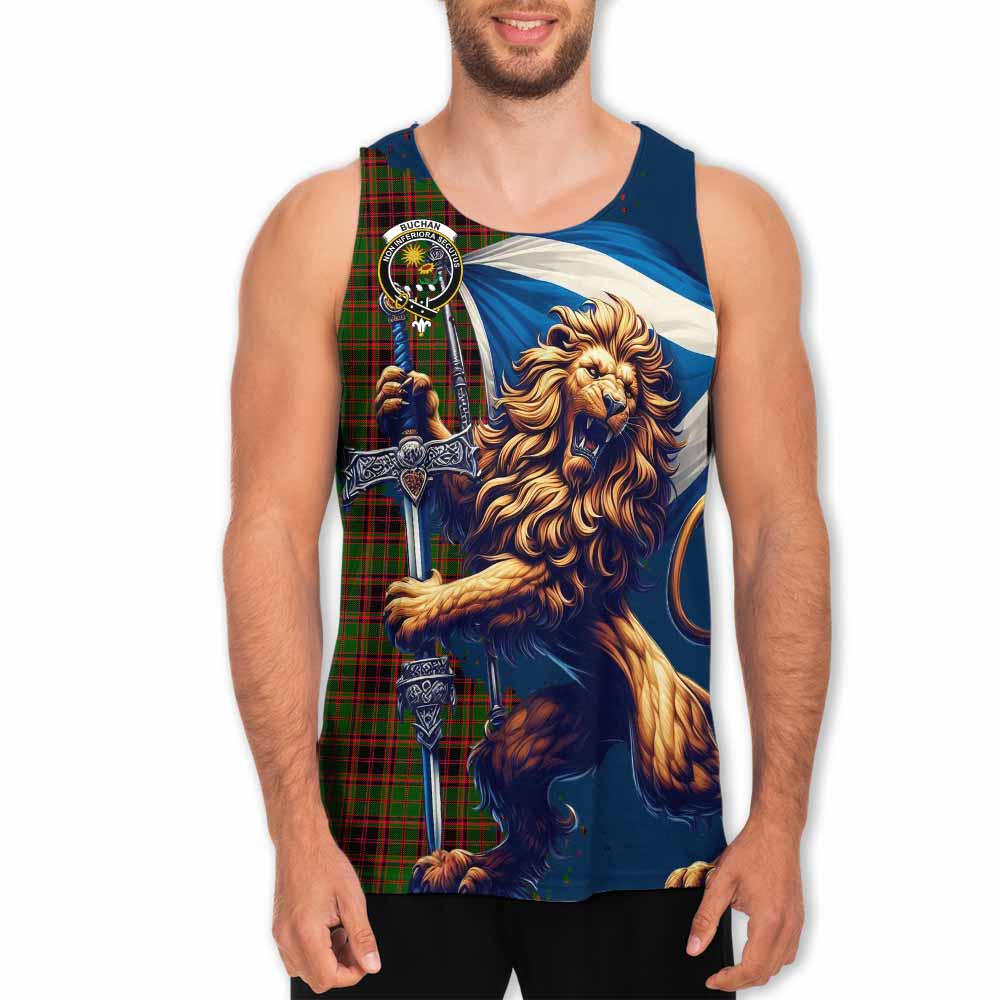 Tartan Vibes Clothing Buchan Tartan Family Crest Men's Tank Top with Scottish Majestic Lion