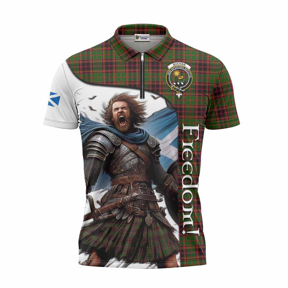 Tartan Vibes Clothing Buchan Crest Tartan Zipper Polo Shirt Inspired by the Freedom of Scottish Warrior