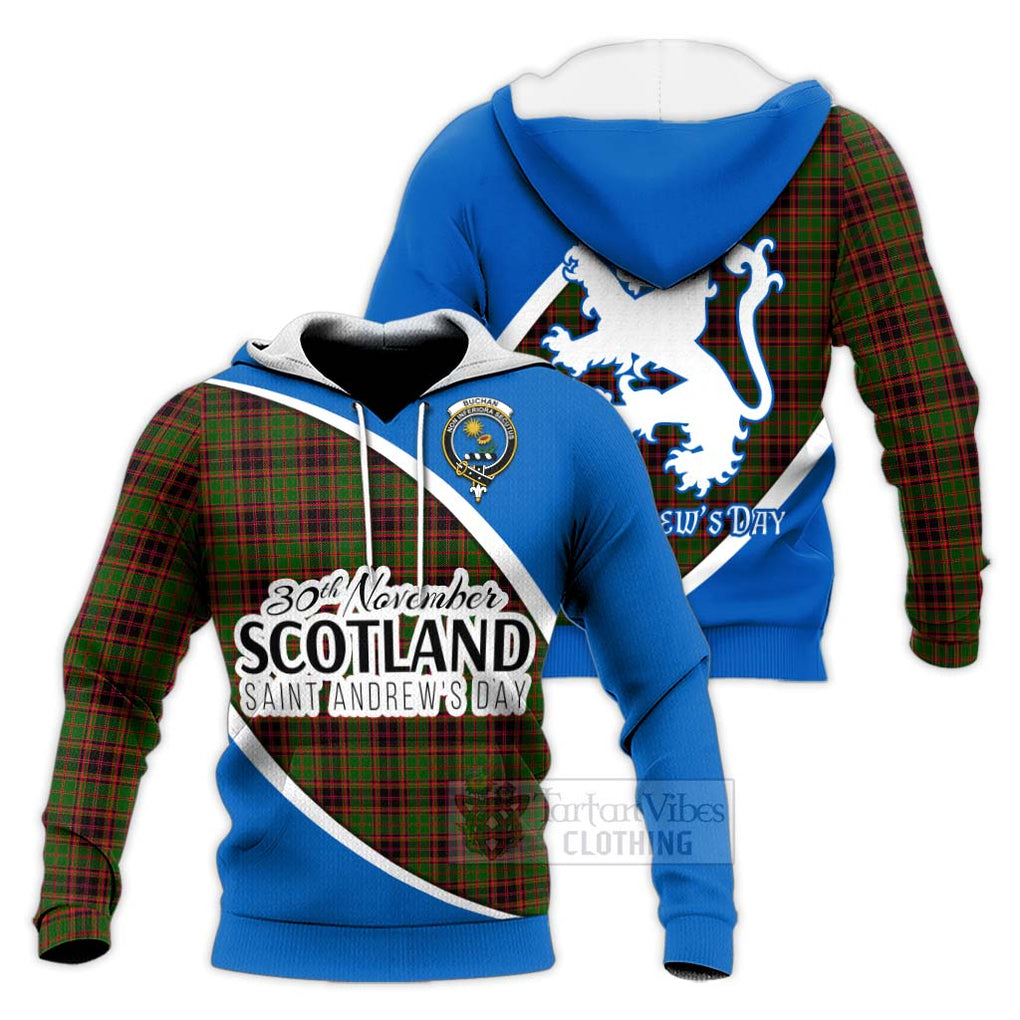 Tartan Vibes Clothing Buchan Family Crest Tartan Knitted Hoodie Celebrate Saint Andrew's Day in Style