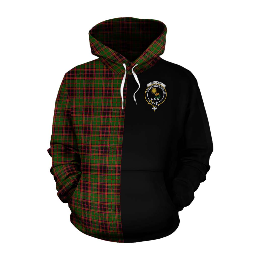 Tartan Vibes Clothing Buchan Tartan Cotton Hoodie with Family Crest and Half Of Me Style