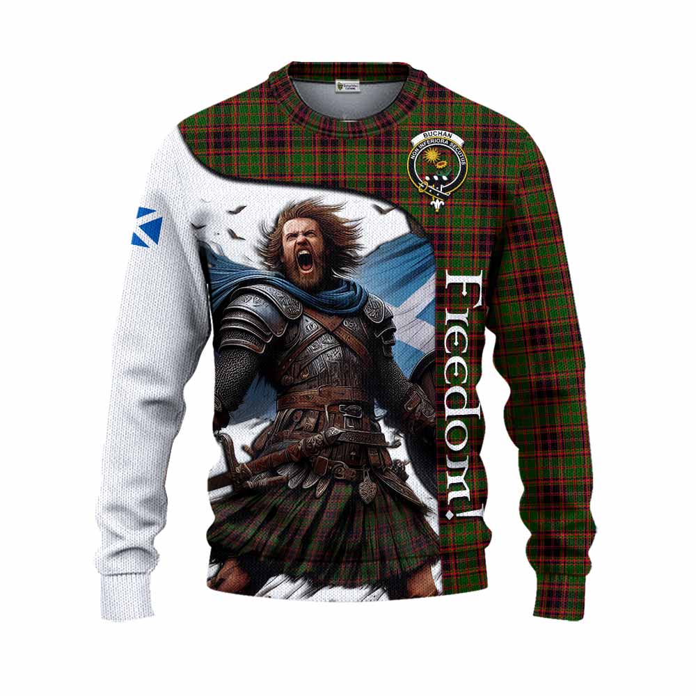 Tartan Vibes Clothing Buchan Crest Tartan Knitted Sweater Inspired by the Freedom of Scottish Warrior