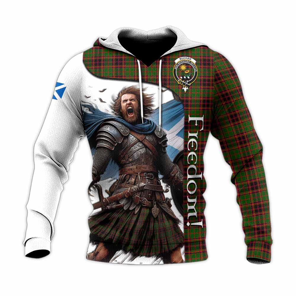 Tartan Vibes Clothing Buchan Crest Tartan Knitted Hoodie Inspired by the Freedom of Scottish Warrior