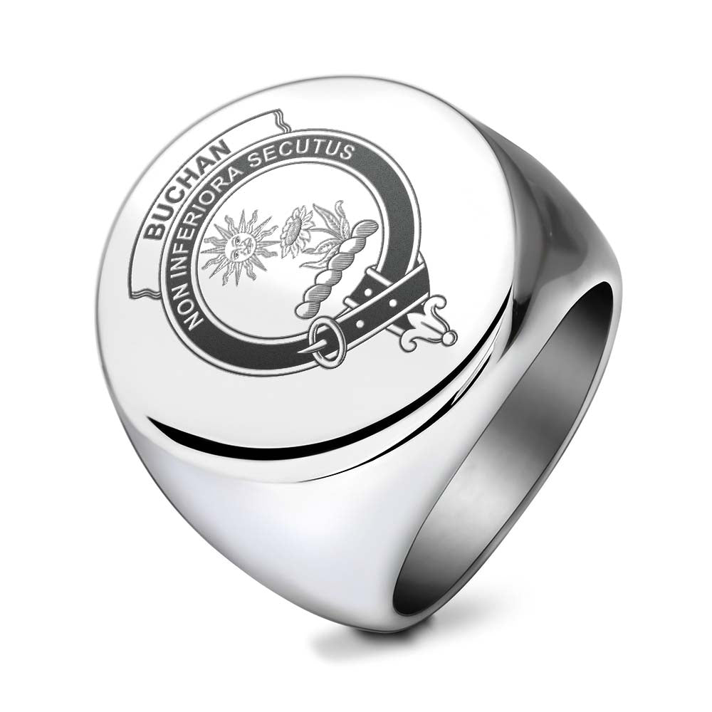 Tartan Vibes Clothing Buchan Clan Crest Engraved Ring