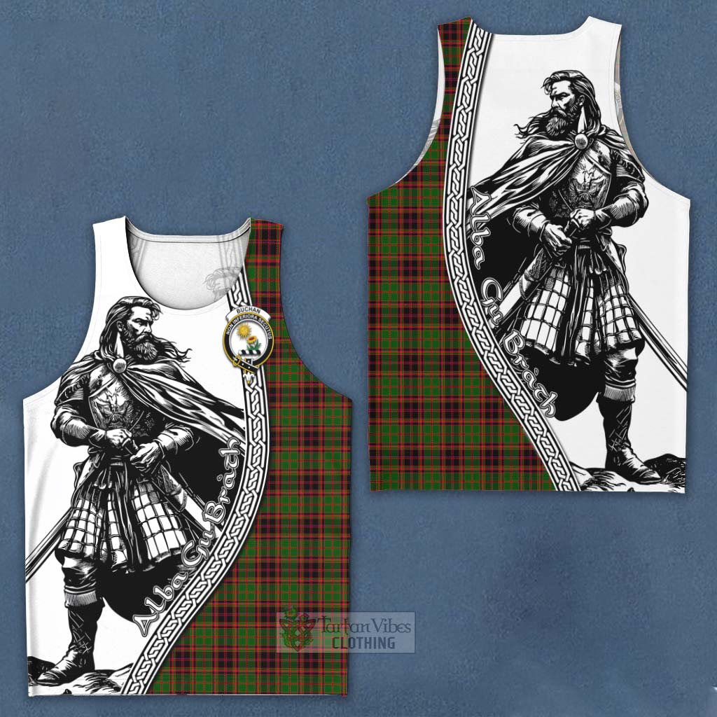 Tartan Vibes Clothing Buchan Tartan Clan Crest Men's Tank Top with Highlander Warrior Celtic Style