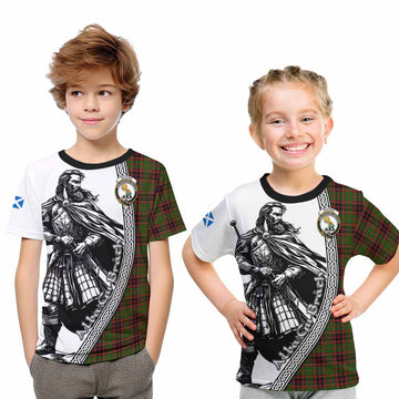 Buchan Tartan Clan Crest Kid T-Shirt with Highlander Warrior Celtic Style