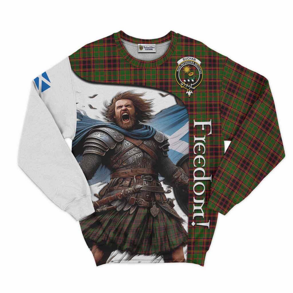 Tartan Vibes Clothing Buchan Crest Tartan Sweatshirt Inspired by the Freedom of Scottish Warrior