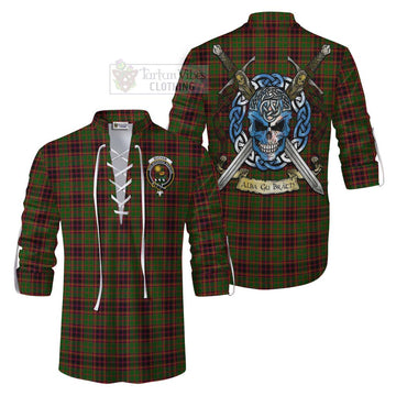 Buchan Tartan Ghillie Kilt Shirt with Family Crest Celtic Skull Style